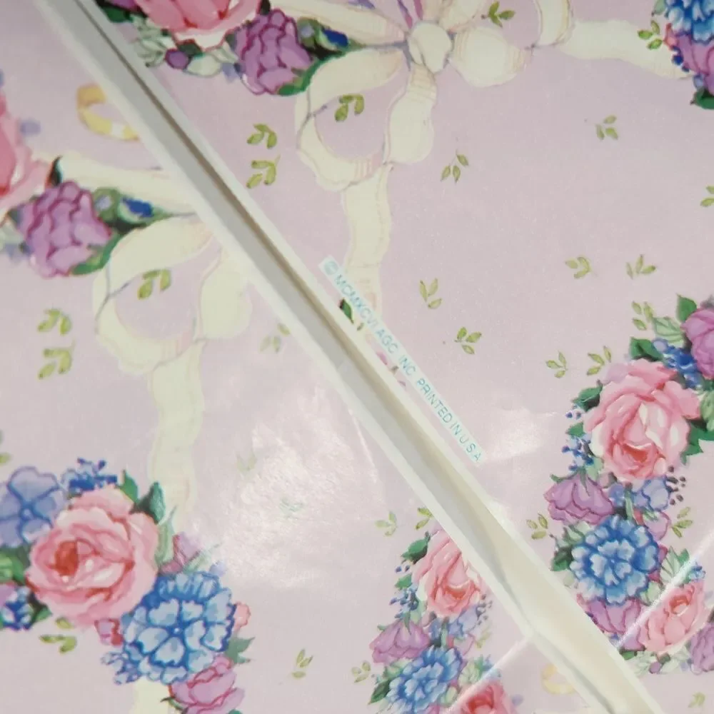Vintage 80s 90s Forget Me Not Kawaii Pastel Floral Ribbon Gift Wrap